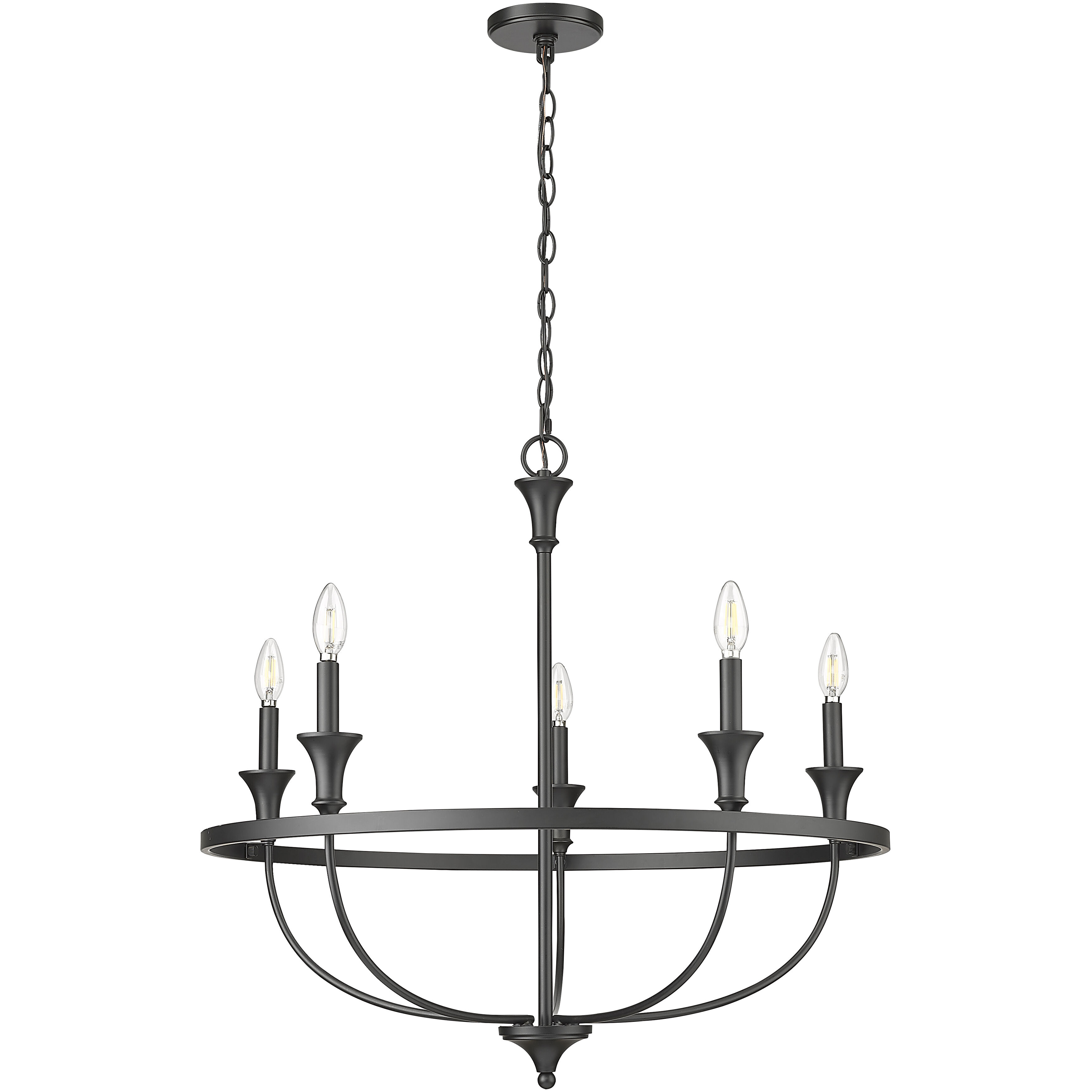 Emery 5 Light 29.1 inch Matte Black Chandelier Ceiling Light